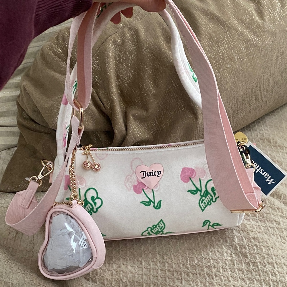 Juicy Couture Pink and Green Cherry Shoulder Bag